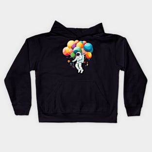 Astronaut flying with balloons Kids Hoodie